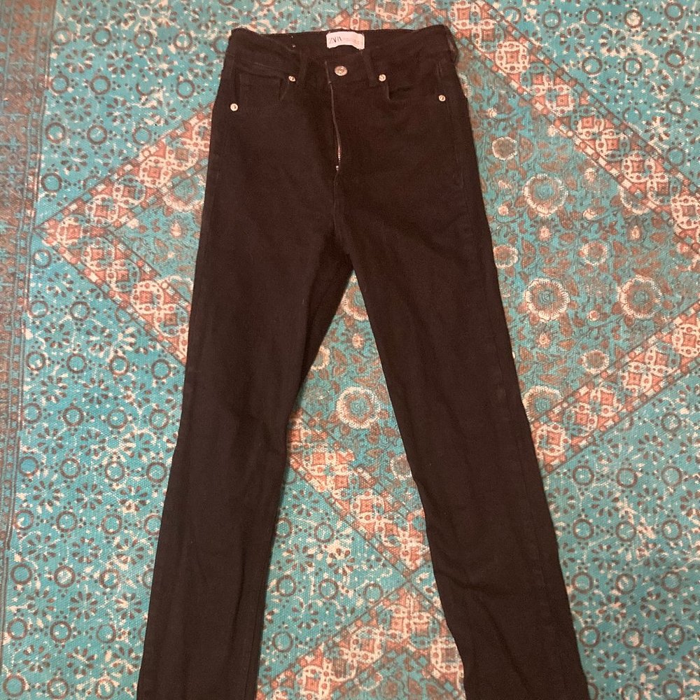 Zara black split hem jeans